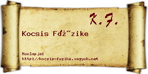 Kocsis Füzike névjegykártya